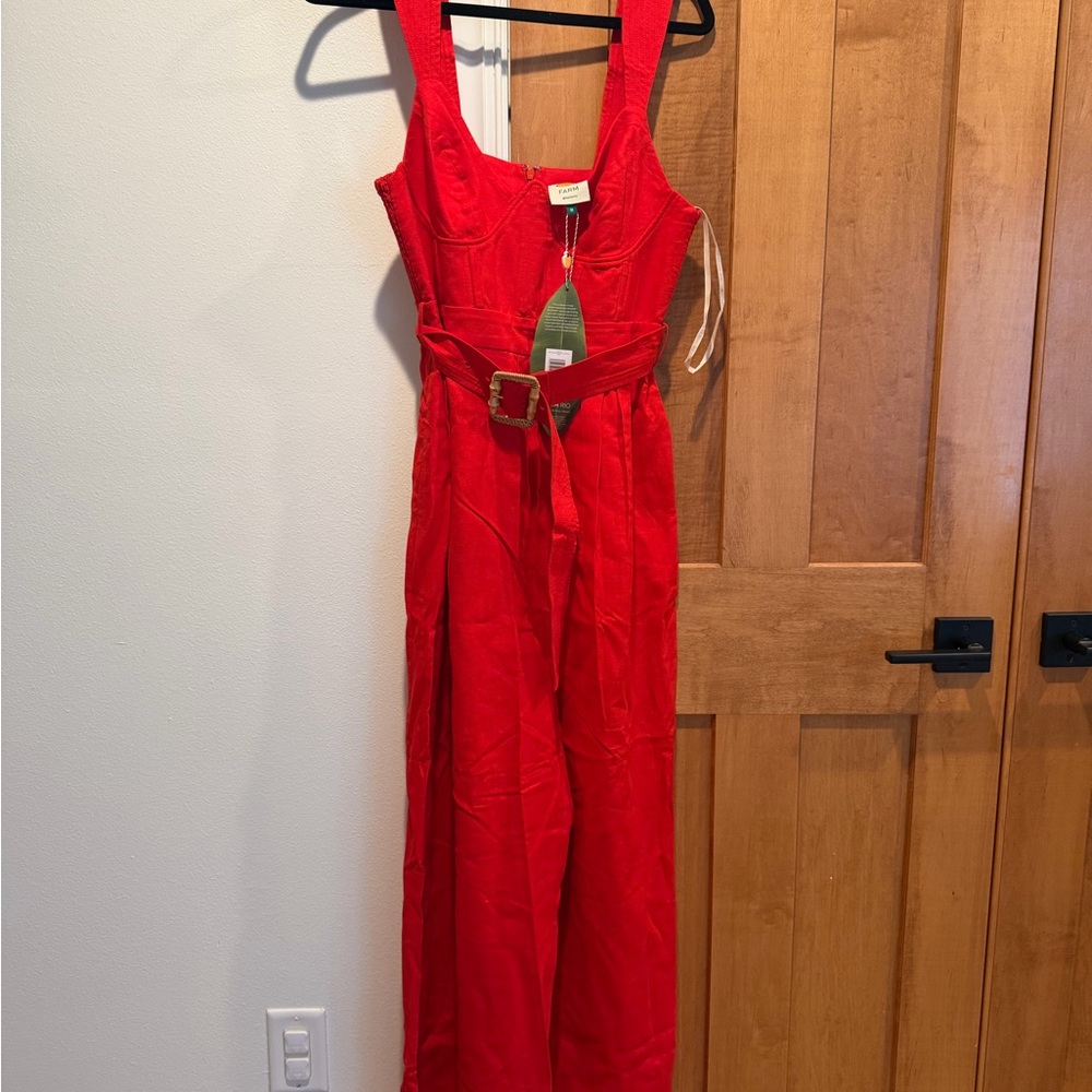 FARM Rio Vibrant Red Jumpsuit with Belt
